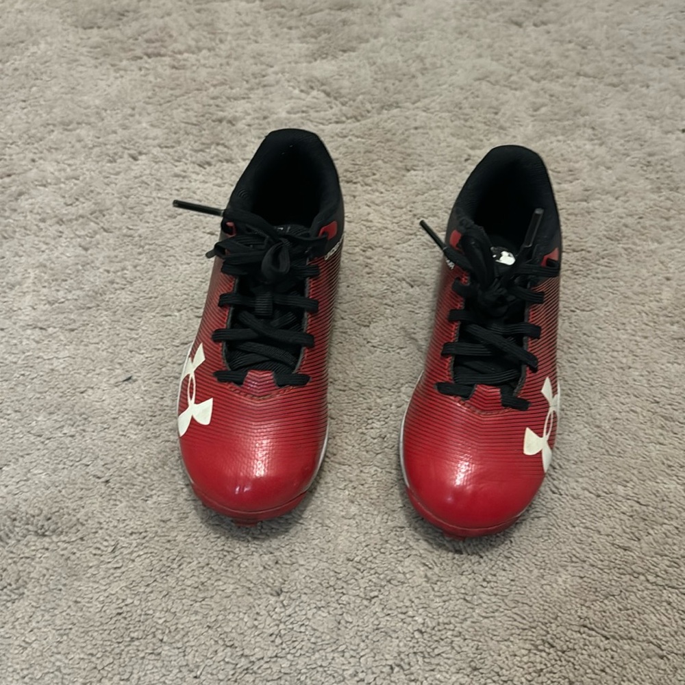 Red under armour baseball cleats